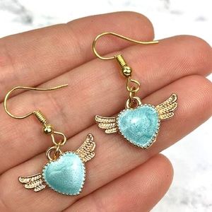 3 for $15 Blue Angel Heart Dangle Earrings